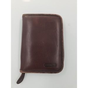 Vintage Coach Zip Around Travel Organizer Wallet Case - Brown Leather Authentic
